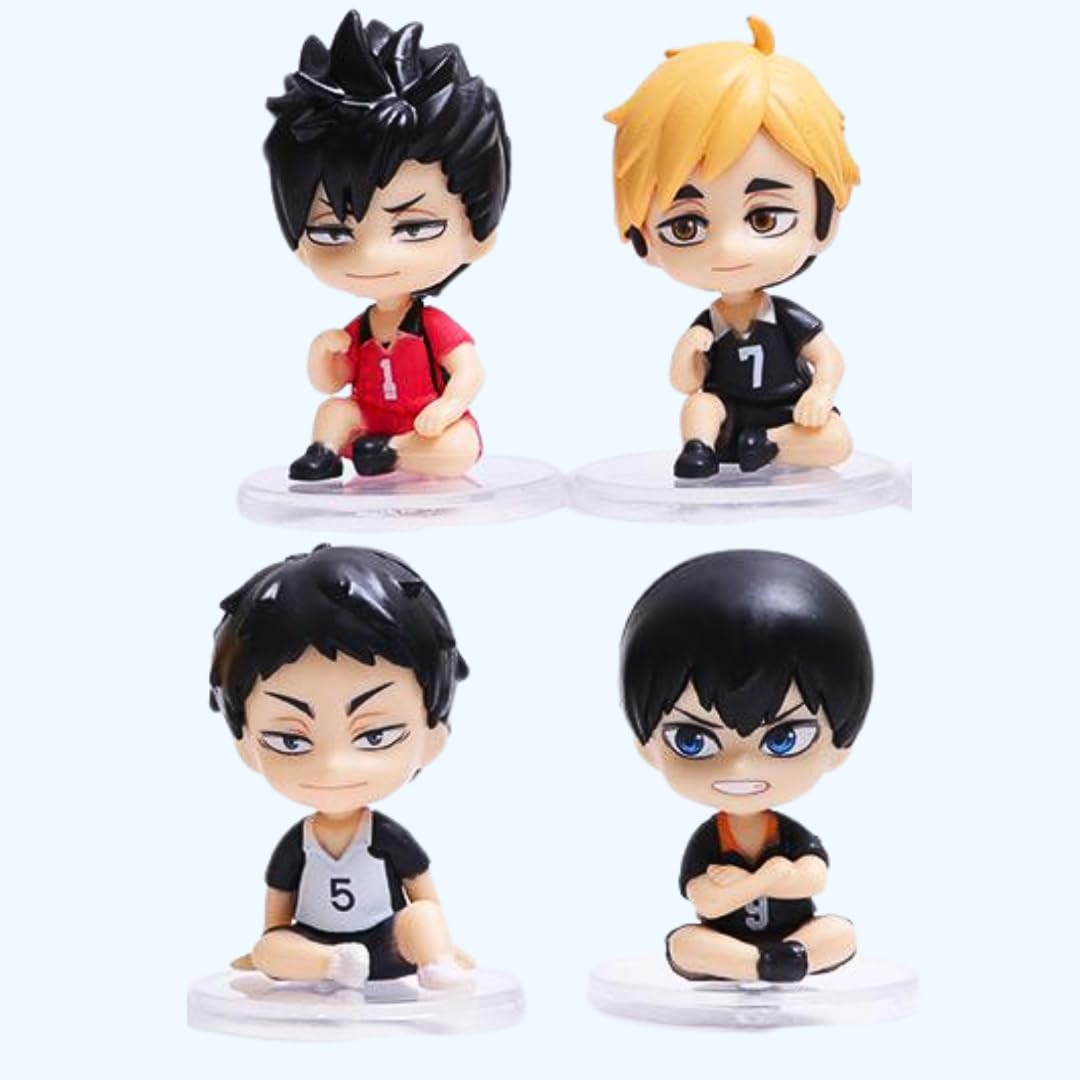 Anime Action Figures Set of 4 Chibi Style Height-5.5cm  | Boys Mini Haik-yuu