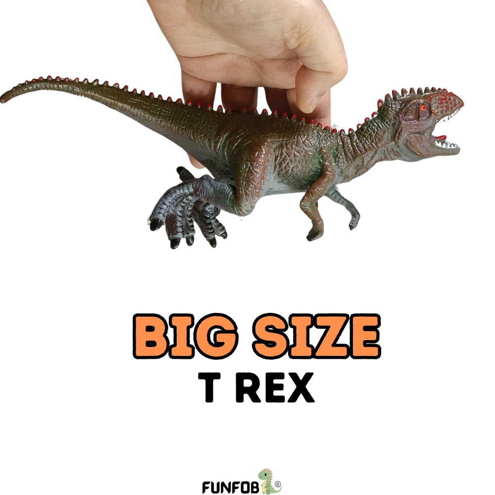 Trex Dinosaur Height-17x23cm Dinosaur Toy Action Figures Trex Red Brown GM)