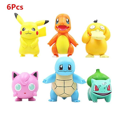 Cartoon Action Figure Pack of 6 Toy Height -9CM | Poke Basic