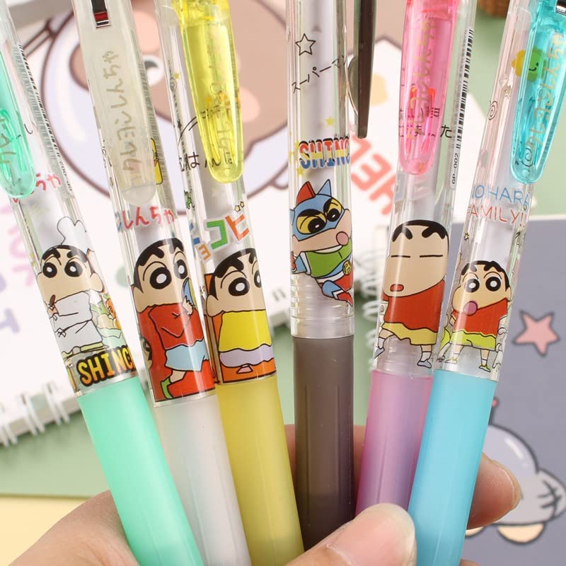 Shinchan Pen Set of 6 | Black Ink Gel Pen | For School College Office Gifting Stationery| Shinchan Pen