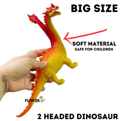 Dinosaur Toys for Kids Height-18CM Two Head Dinosaur Action Figures| 2 Head Orange Yellow