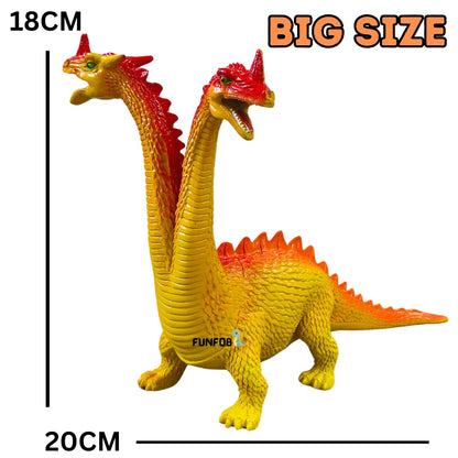 Dinosaur Toys for Kids Height-18CM Two Head Dinosaur Action Figures| 2 Head Orange Yellow