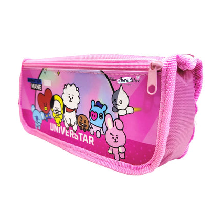 BTS BT21 Pencil Case Pencil Pouch Large Capacity | Pink Soft