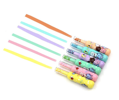 Bts Colouring 6 Pcs Bt21 Colour Pens Stationery Bottle Shaped Markers