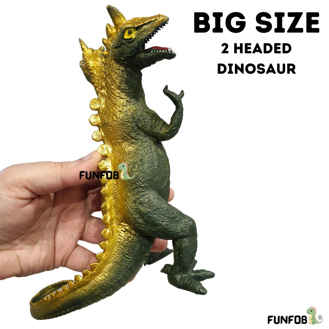 Dinosaur Toys for Kids Height-20CM Two Head Dinosaur Action Figures | 2 Head Green Golden