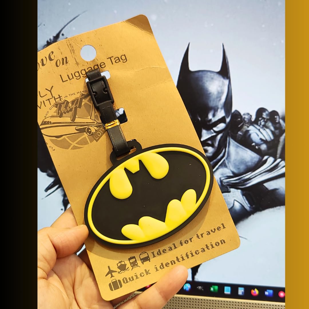 Luggage Tag for Luggage Suitcase Baggage Id Identifier Name Address Label with Silicon Strap | Bat Logo