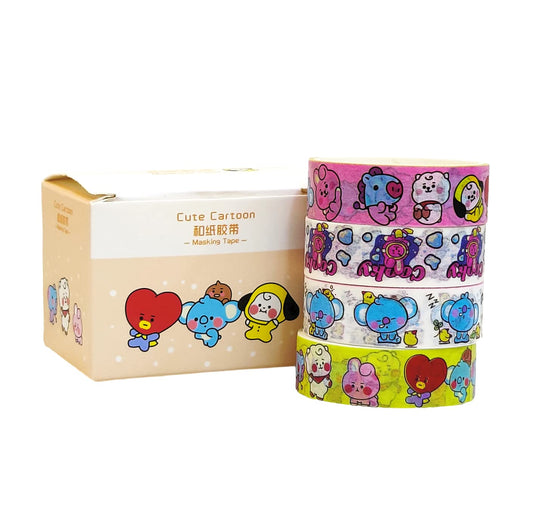 BTS BT21 Washi Tape | 4 Random Tape in One Box|  For Scrapbooking DIY Art & Craft