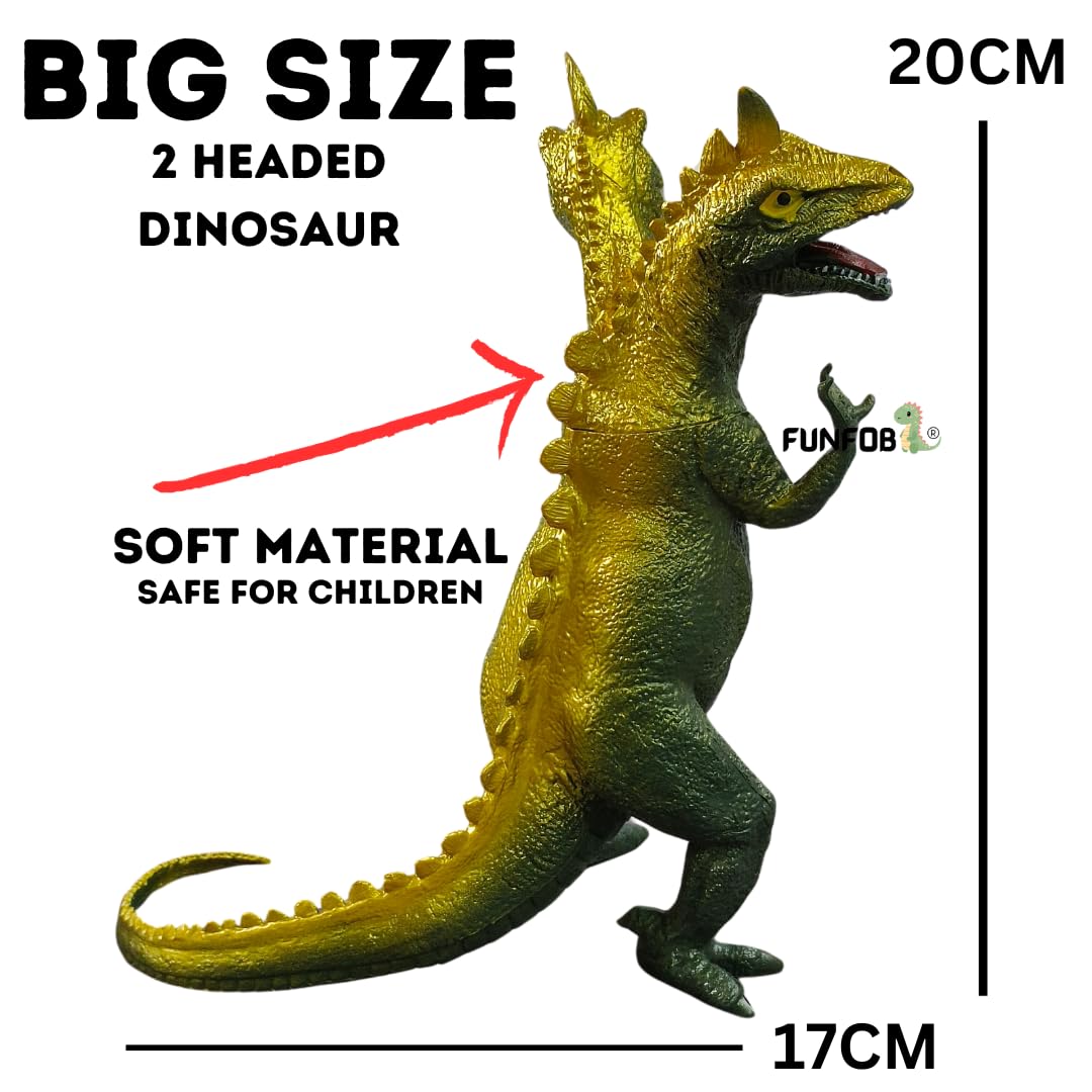 Dinosaur Toys for Kids Height-20CM Two Head Dinosaur Action Figures | 2 Head Green Golden