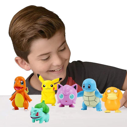 Cartoon Action Figure Pack of 6 Toy Height -9CM | Poke Basic