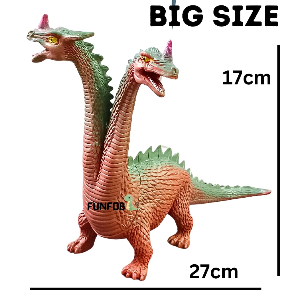 Dinosaur Toys for Kids Height-17x23cm Two Head Dinosaur Action Figures | 2 Head Orange Green