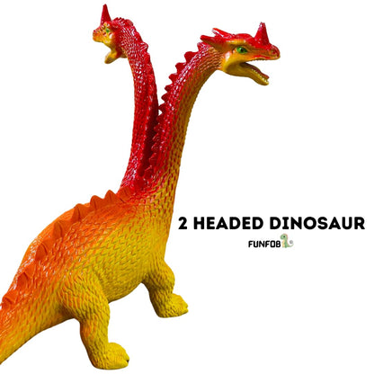 Dinosaur Toys for Kids Height-18CM Two Head Dinosaur Action Figures| 2 Head Orange Yellow