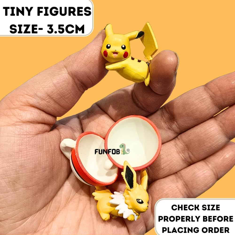 Cartoon Action Figure | Tiny Version | Pack of 5 Height -3.5CM | Poke Red Cup