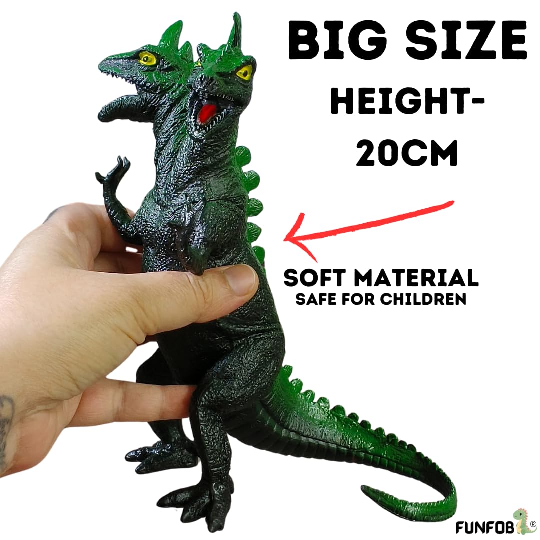 Dinosaur Toy Height- 20CM PVC Two Head Dinosaur Toy Action Figures | 2 Head Dark Green