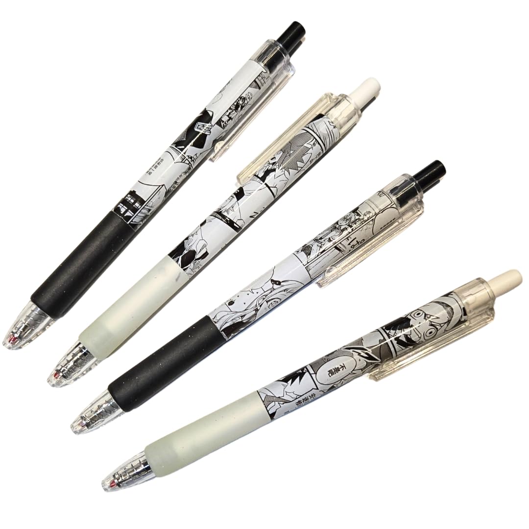 Anime Manga Pen Set of 4 Gel Pen | Black Ink