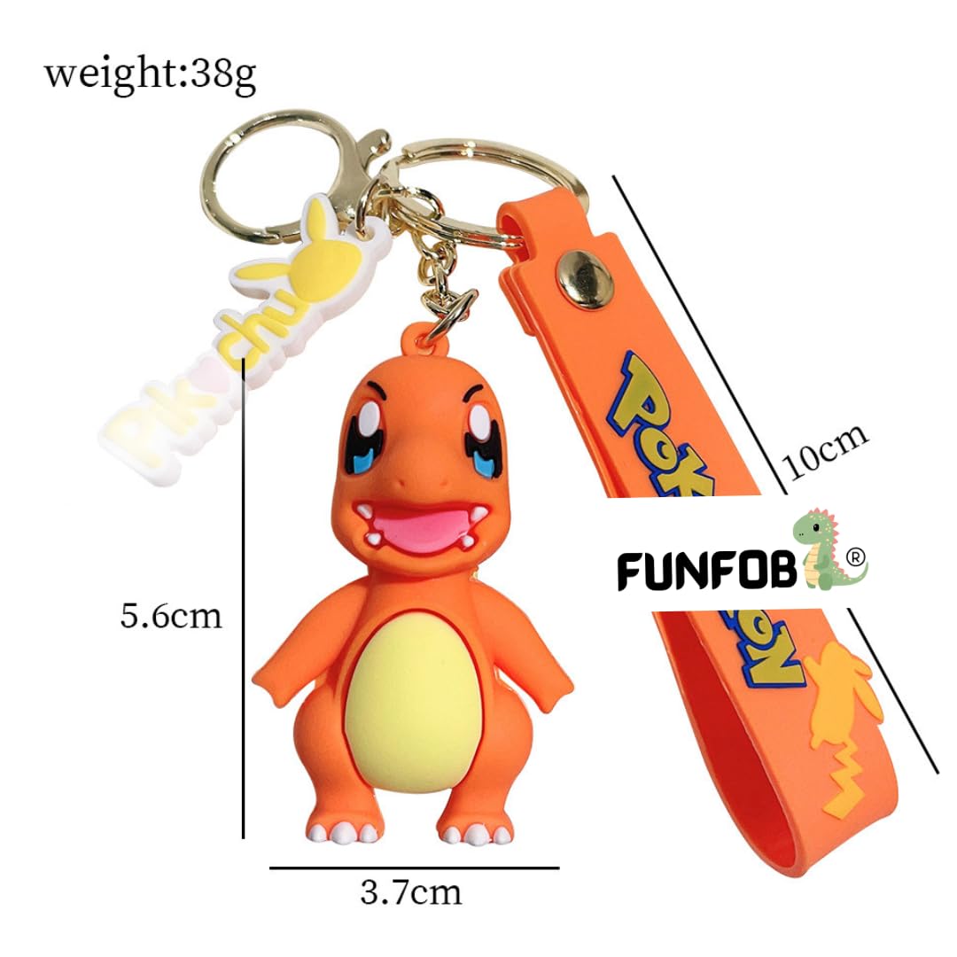 Cartoon Keychain For Fans With Hook & Strap | Poke Dragon Orange