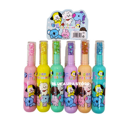 Bts Colouring 6 Pcs Bt21 Colour Pens Stationery Bottle Shaped Markers