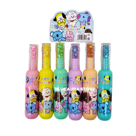 Bts Colouring 6 Pcs Bt21 Colour Pens Stationery Bottle Shaped Markers