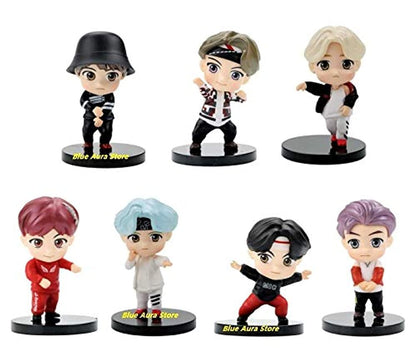 BTS BT21 Bangtan Boys Set of 7 Action Toy Figure Height - 7.8 CM | Dancing