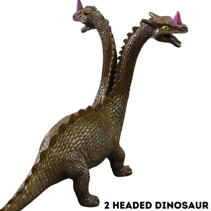 Dinosaur Toys for Kids Height-17x20CM  Two Head Dinosaur Toy Action Figures | 2 Head Brown Slim