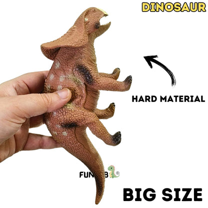 Triceratops Dinosaur Toys for Kids Height-20X12CM PVC Dinosaur Action Figures | Brown No Horn Dino BHV