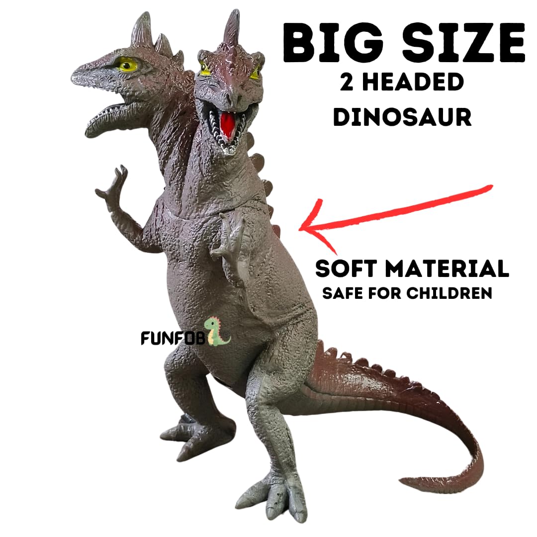 Dinosaur Toys for Kids Height-20CM Two Head Dinosaur Action Figures | 2 Head Brown Broad