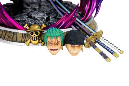 Anime Action Figure with Changable Face | Assembly Required |  Height -21CM | Zoro On Stone