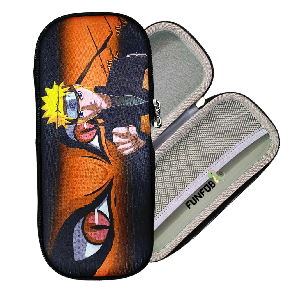 Anime Cartoon Pencil Box For School College Cosmetic Travel Case | Naru - Orange Eye