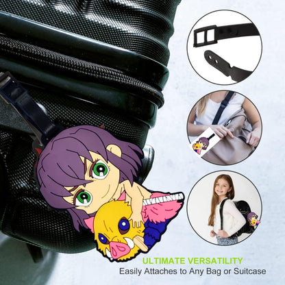 Anime Luggage Tag for Luggage Suitcase Baggage Id Identifier Name Address Label with Silicon Strap | Inosuke