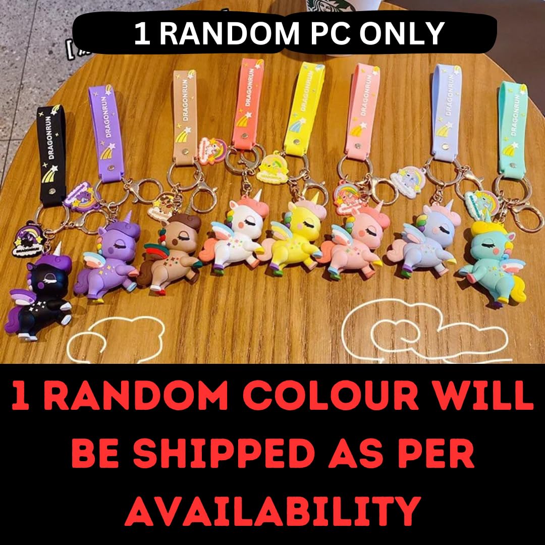 Unicorm Keychain With Hook & Strap | 1pc Random Colour Only | Unicorn Keychain