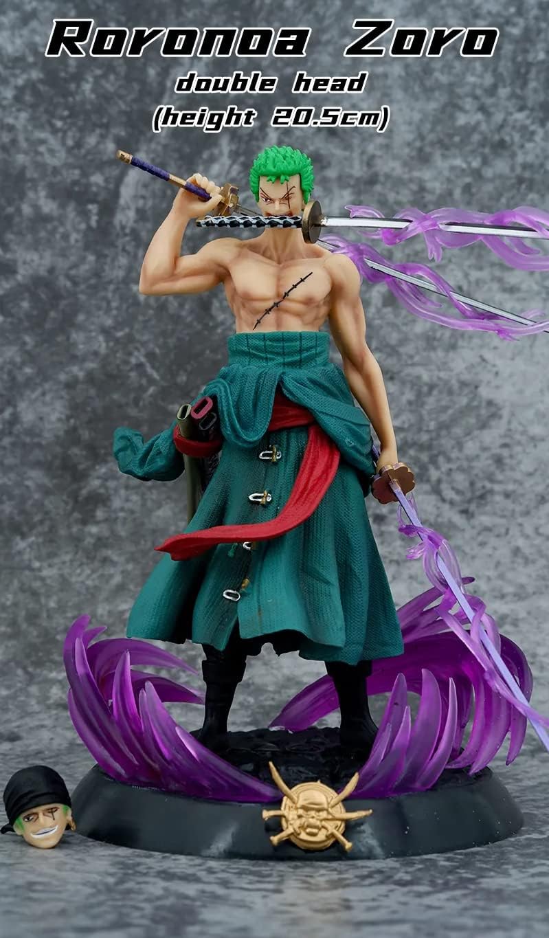 Anime Action Figure with Changable Face | Assembly Required |  Height -21CM | Zoro On Stone