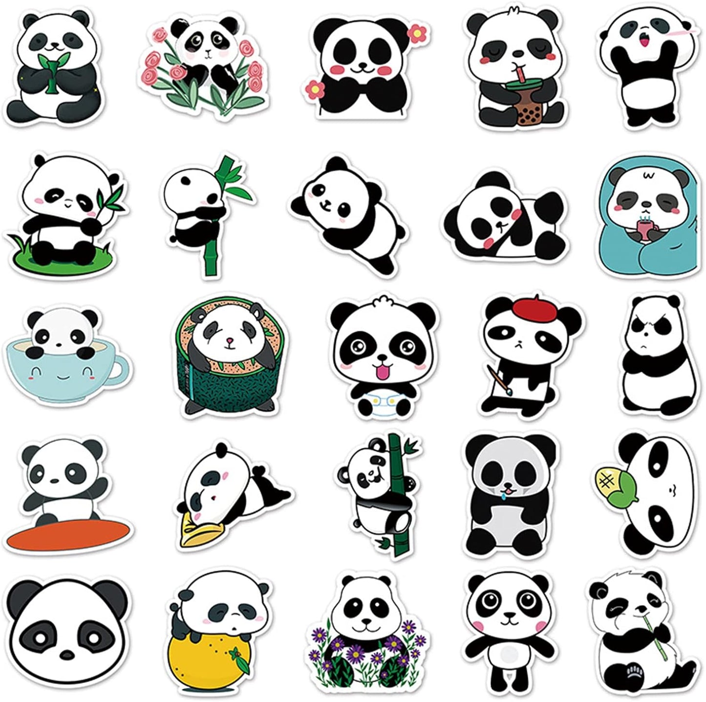 Panda Stickers Pack of 50 | No Repeat