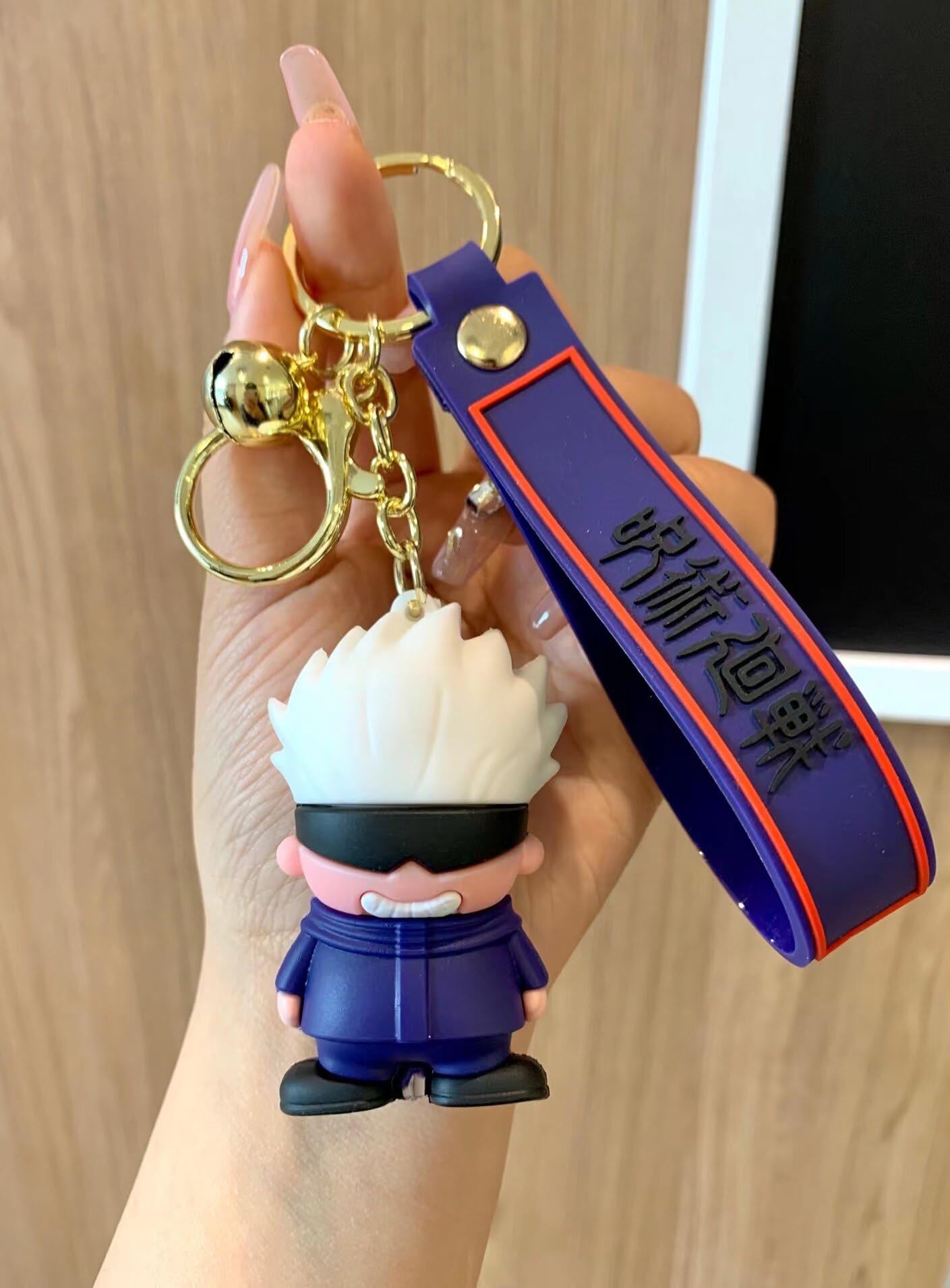 Anime Keychain With Hook & Strap | Gojo Keychain