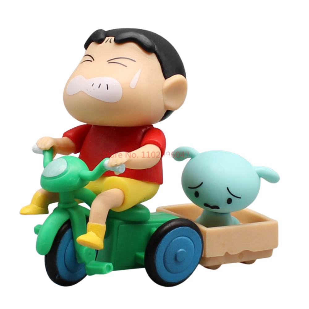 Cartoon Action Figure Height -11cm | Shin-chan Shiro on cycle