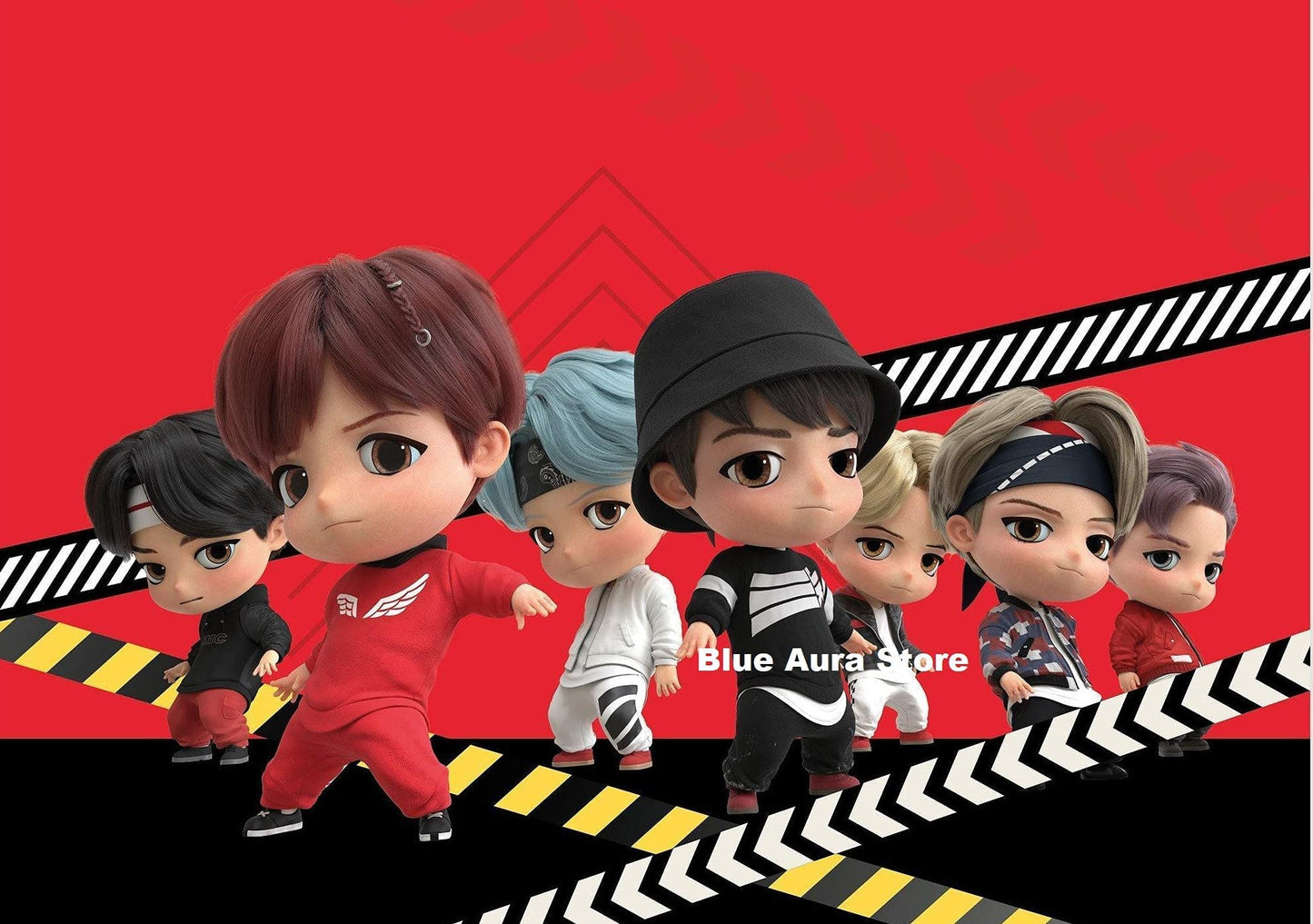 BTS BT21 Bangtan Boys Set of 7 Action Toy Figure Height - 7.8 CM | Dancing