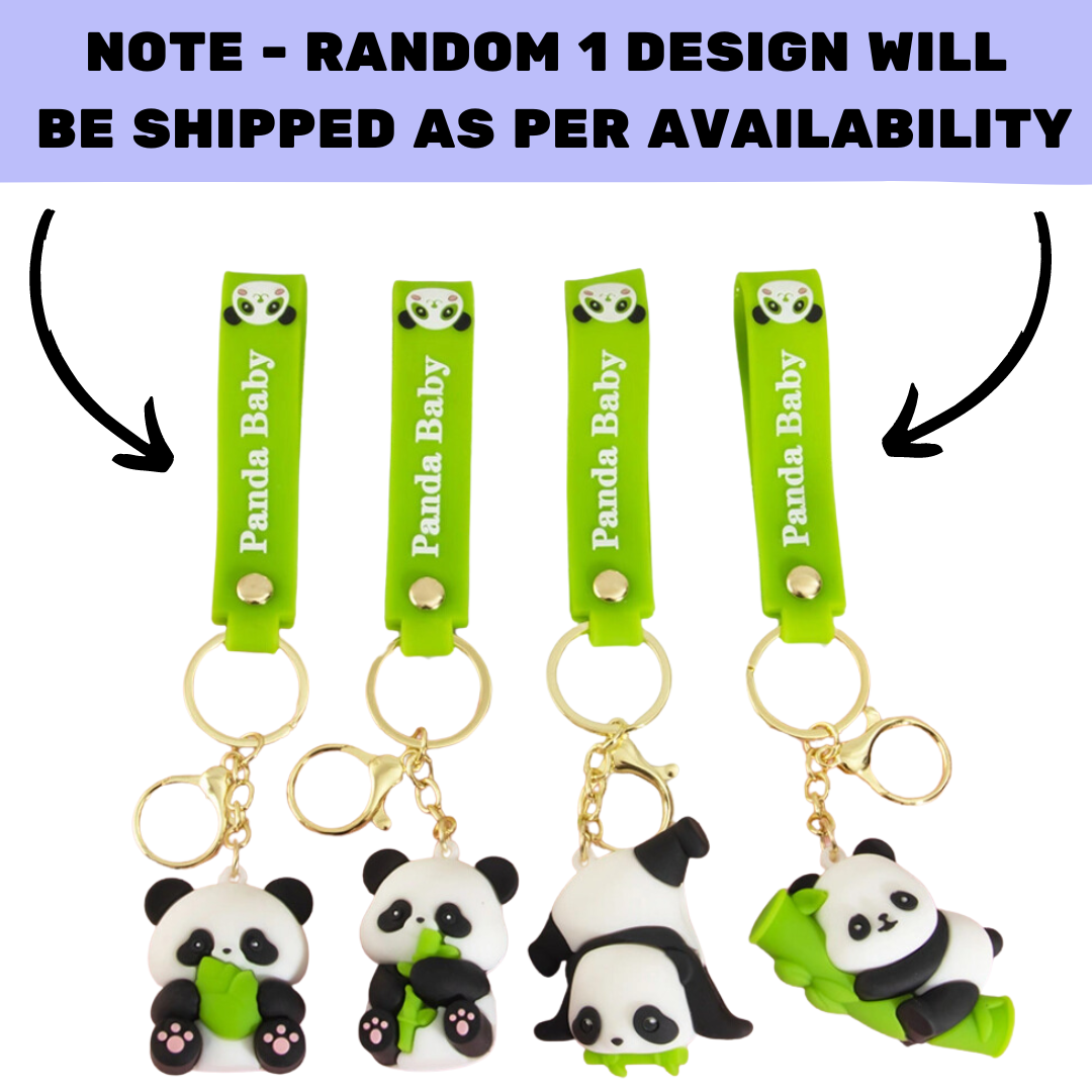 Panda Keychain With Hook & Strap Random 1PC | Panda Green Strap