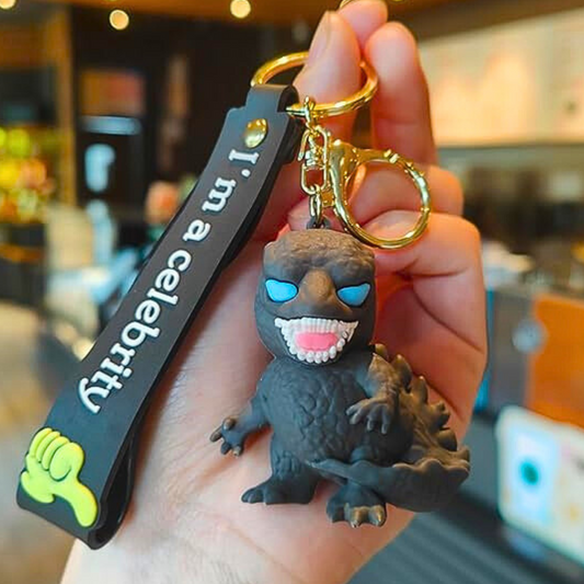 Dinosaur Keychain With Hook & Strap | Dino Black Key