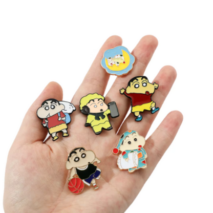 Shinchan Lapel Pins | Metallic Enamel Badges