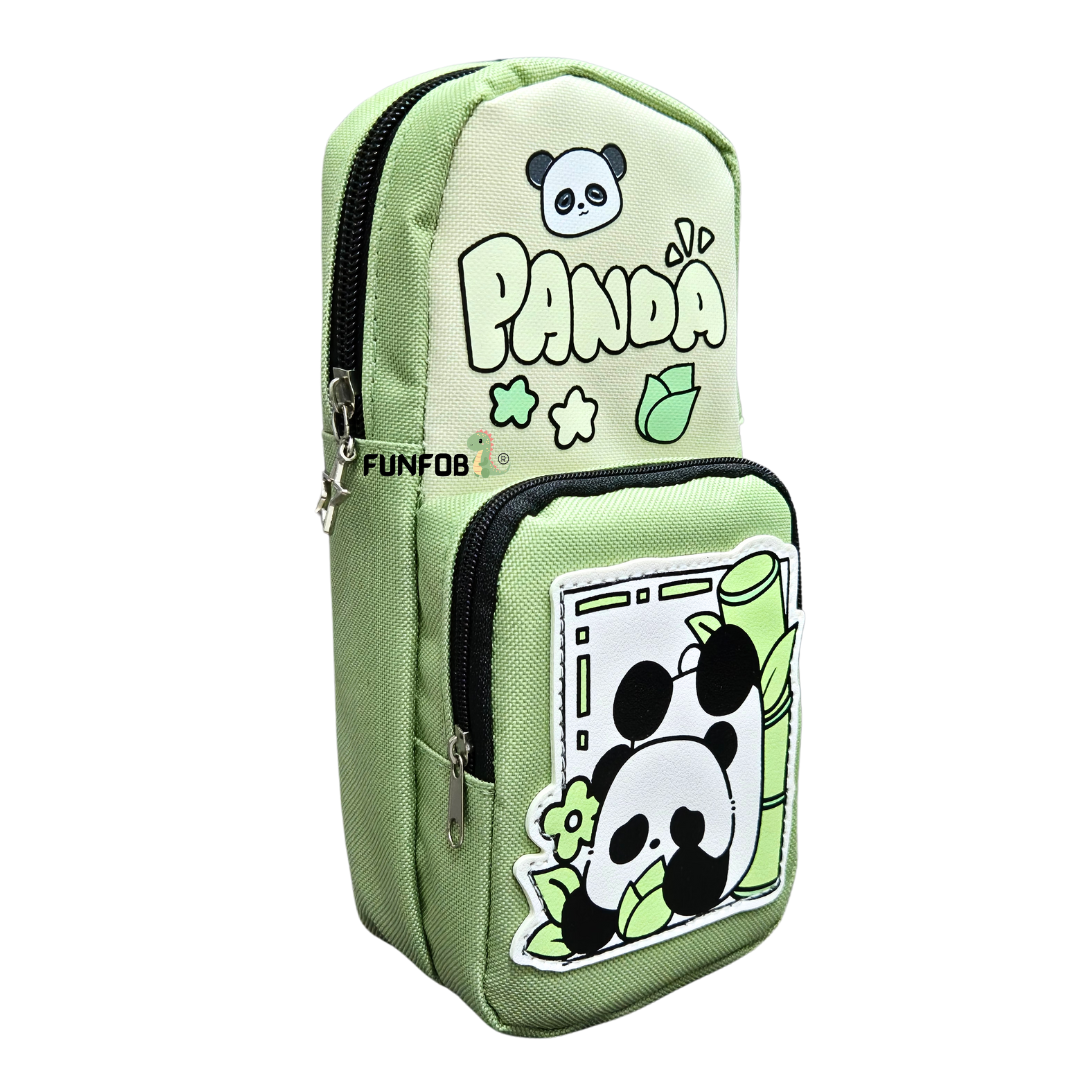 Panda Pencil Pouch for Kids Teenages Adult School Stationery Multiutility Pouch | Panda All Green Pouch