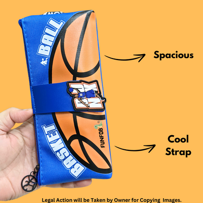 Soccer Pencil Pouch for Kids Teenager School College | Soccer Blue Orange Basic