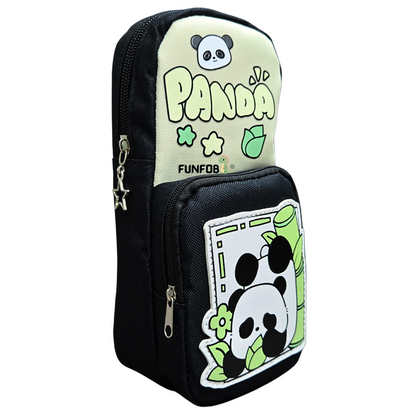 Panda Pencil Pouch for Kids Teenages Adult School Stationery Multiutility Pouch | Panda Green Black Pouch