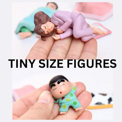 Shinchan Action Figure Mini Size Set of 4 Toy Size - 3.5-8CM | Shinchan Sleeping