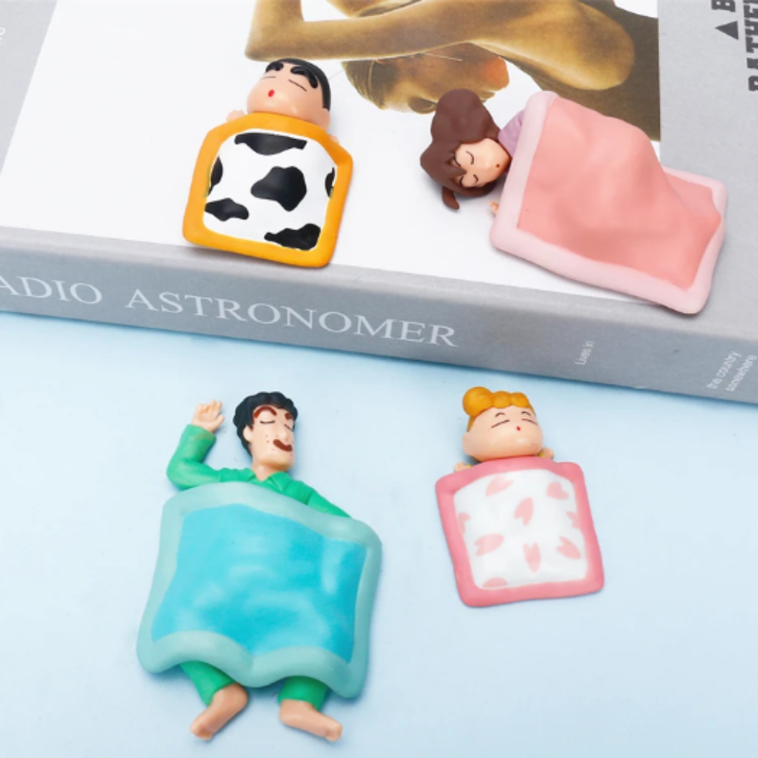 Shinchan Action Figure Mini Size Set of 4 Toy Size - 3.5-8CM | Shinchan Sleeping