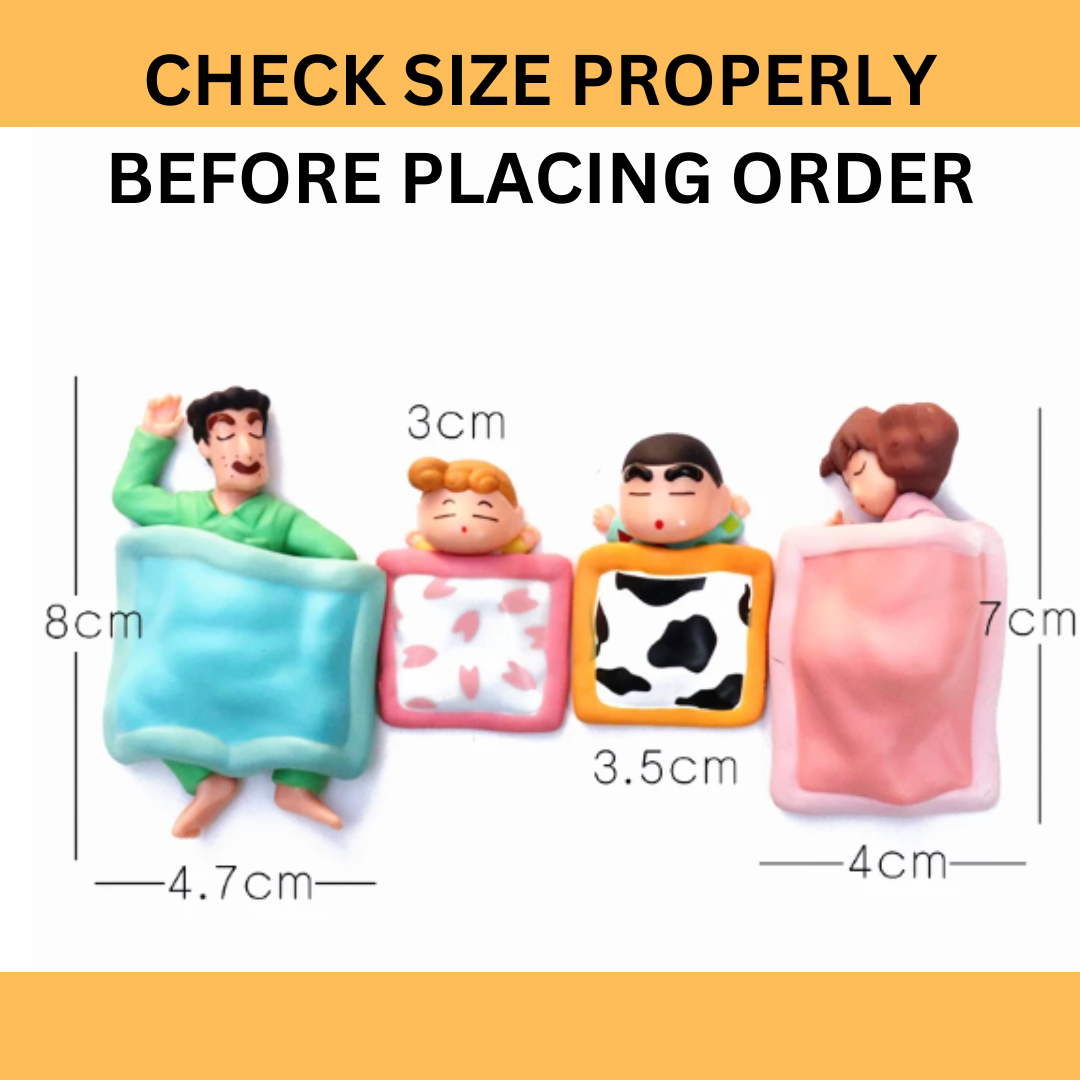 Shinchan Action Figure Mini Size Set of 4 Toy Size - 3.5-8CM | Shinchan Sleeping