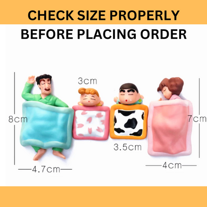 Shinchan Action Figure Mini Size Set of 4 Toy Size - 3.5-8CM | Shinchan Sleeping