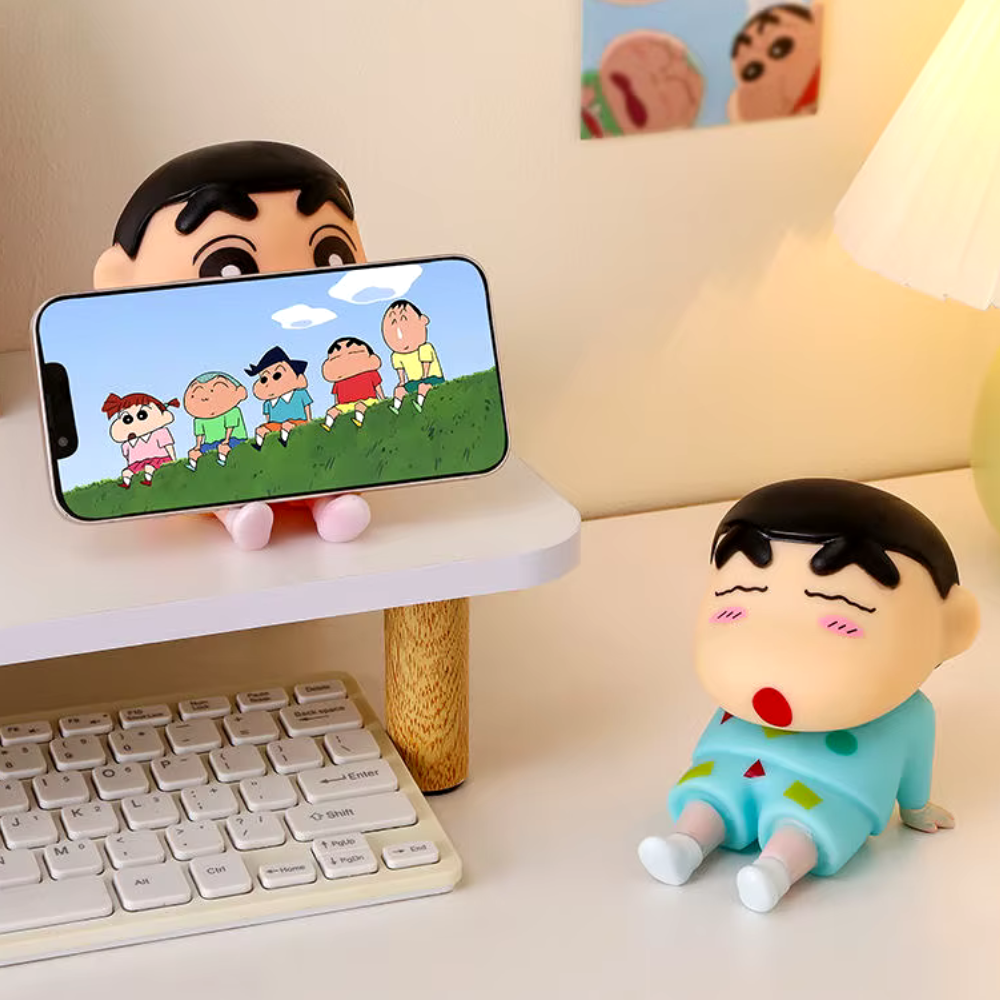 Cartoon Action Figure & Mobile Holder Size -12cm X 14.5cm | Shin-chan White Stand