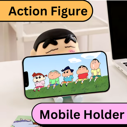 Cartoon Action Figure & Mobile Holder Size -12cm X 14.5cm | Shin-chan White Stand