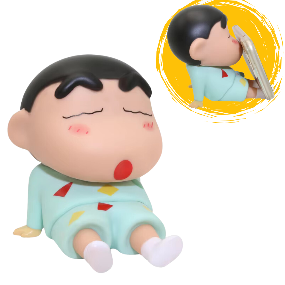 Cartoon Action Figure & Mobile Holder Size -12cm X 14.5cm | Shin-chan White Stand