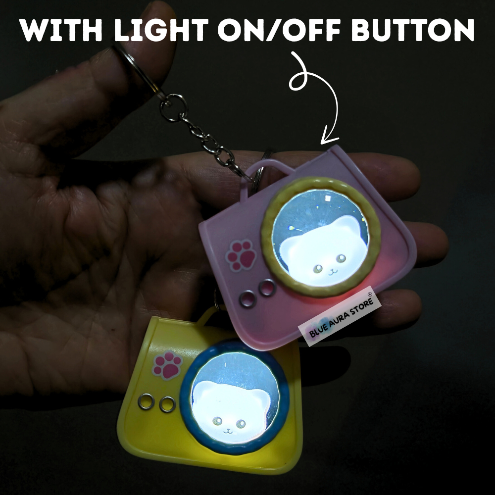 Cute Cat in Bag With Light Keychain | 1pc Random Colour