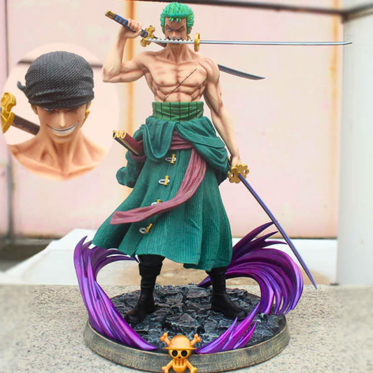 Anime Action Figure with Changable Face | Assembly Required |  Height -21CM | Zoro On Stone