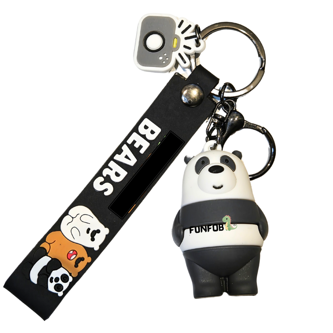 We Bare Bear Keychain With Hook & Strap | Bear Keychain